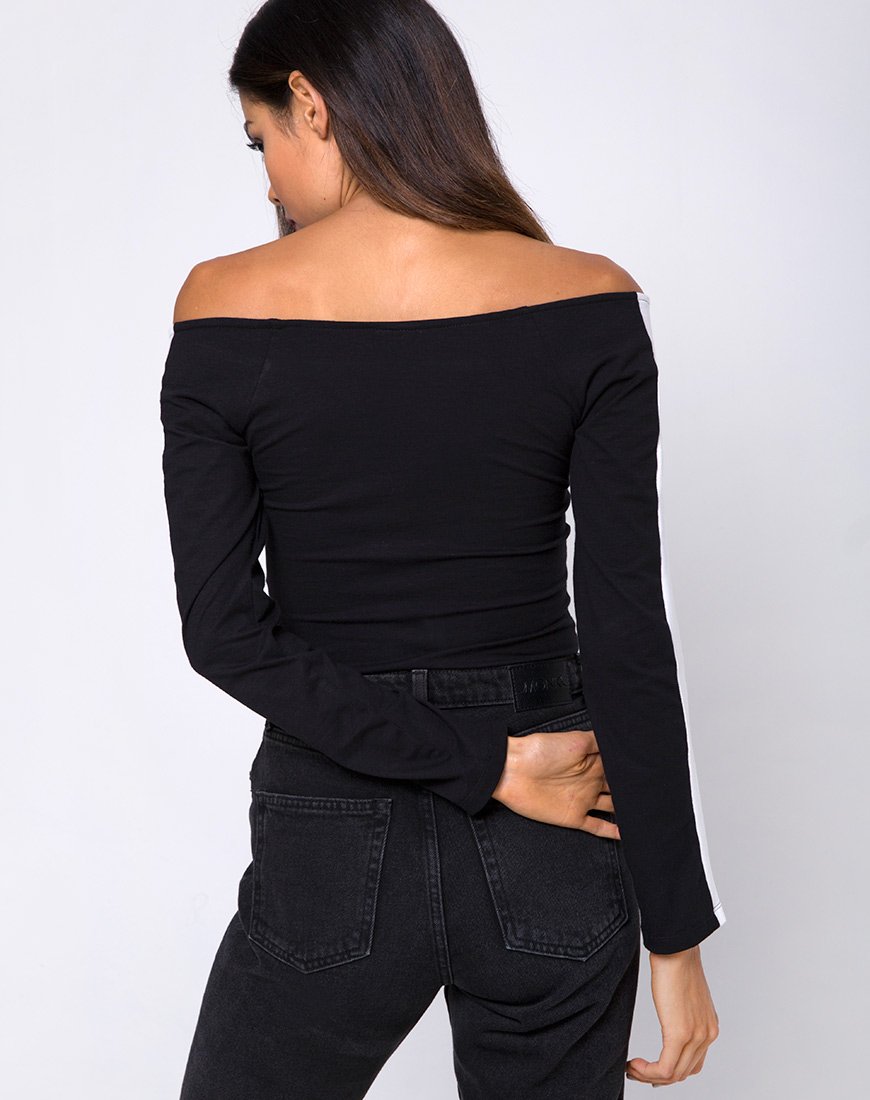 Imagen de Gadice Off The Shoulder Bodice in Black with White Stripe