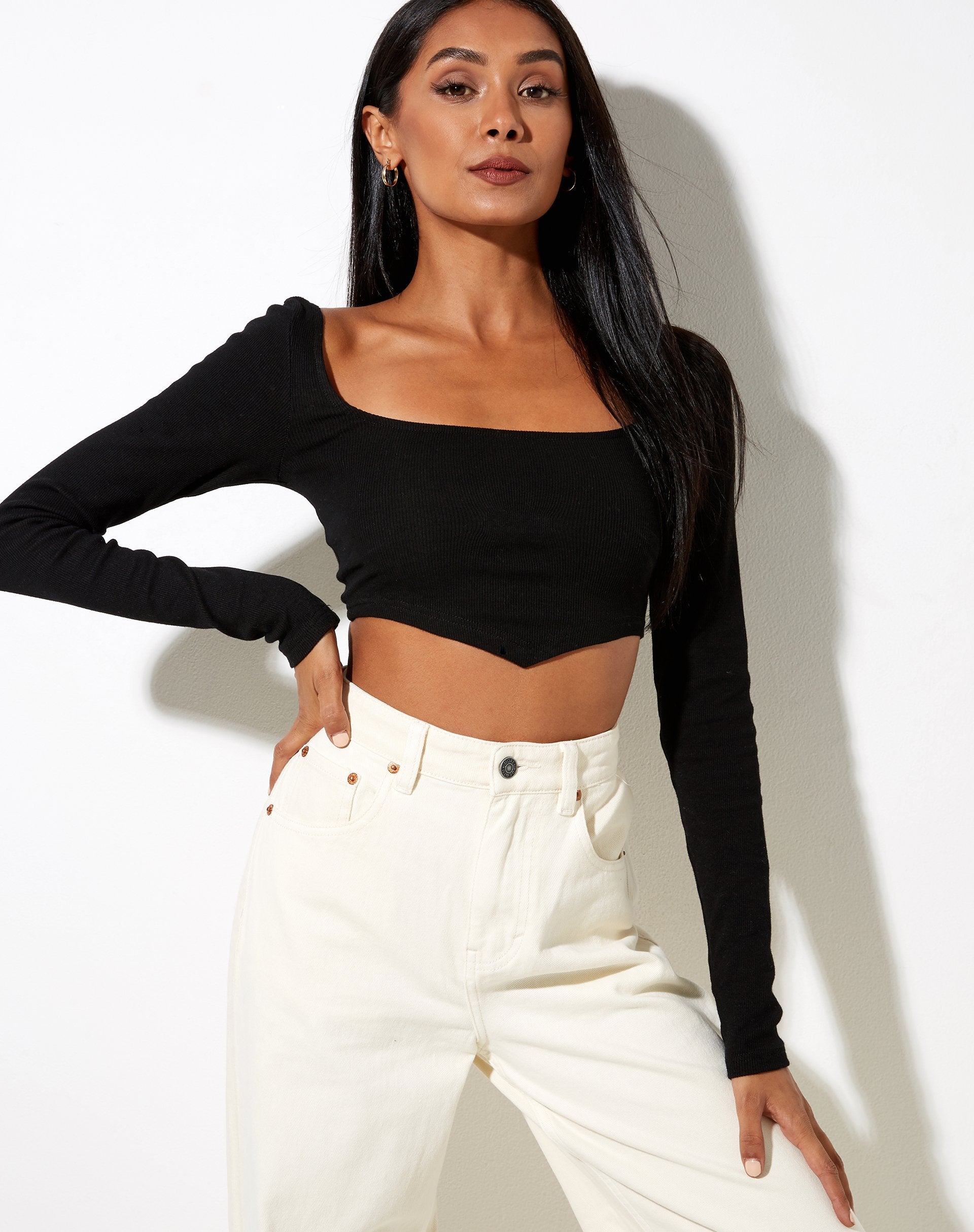 Imagen de Gadze Crop Top en Rib Negro