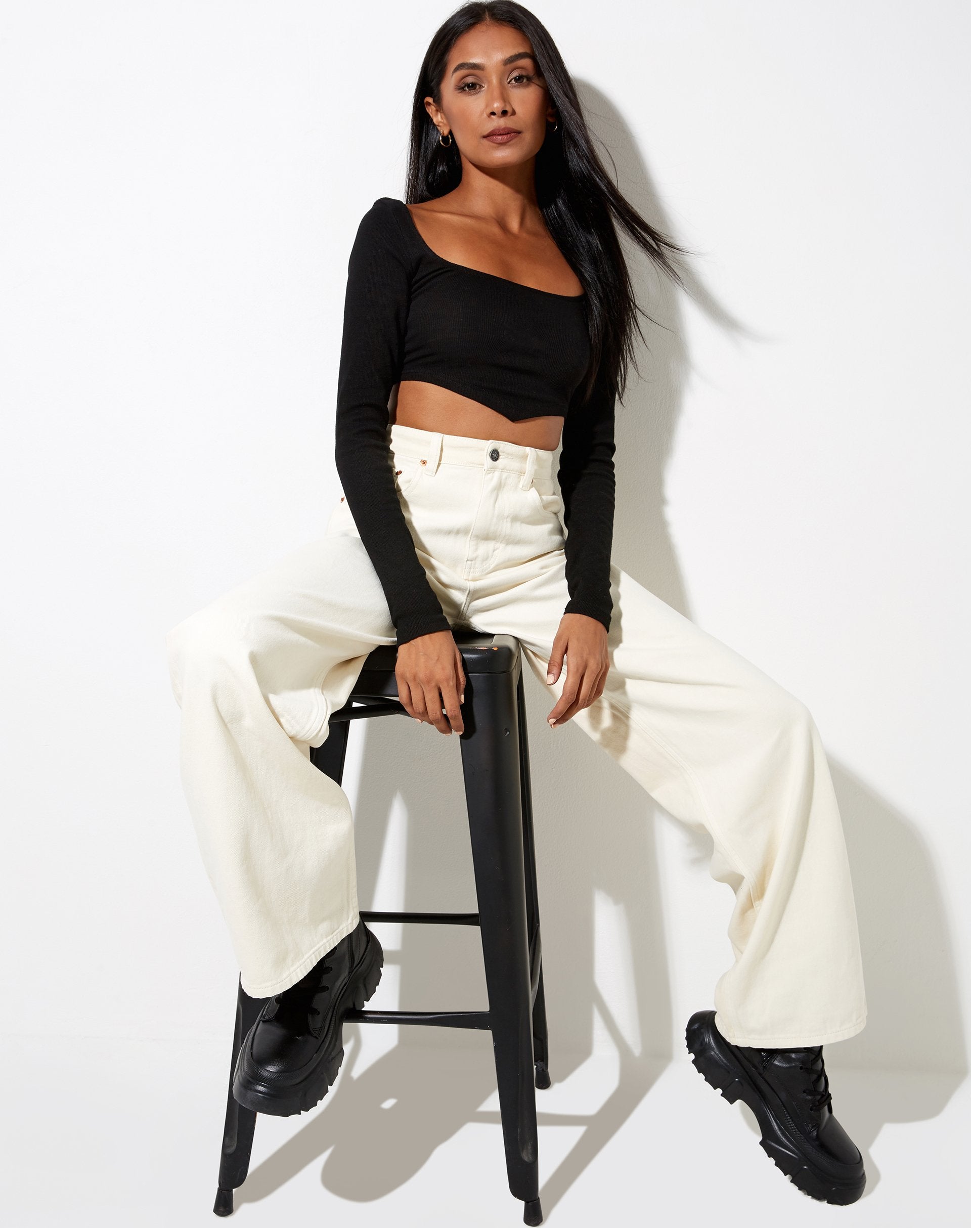 Imagen de Gadze Crop Top en Rib Negro