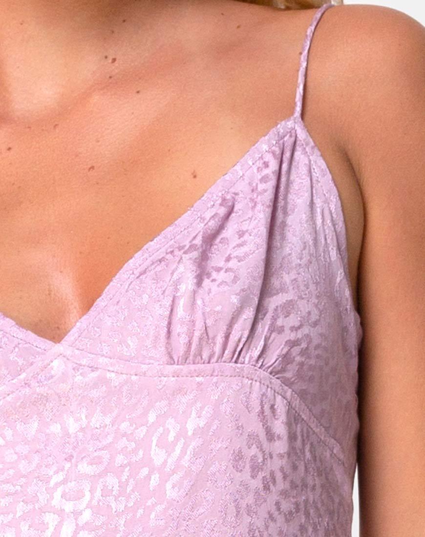 Imagen de Gaela Slip Dress in Satin Cheetah Dusky Lilac