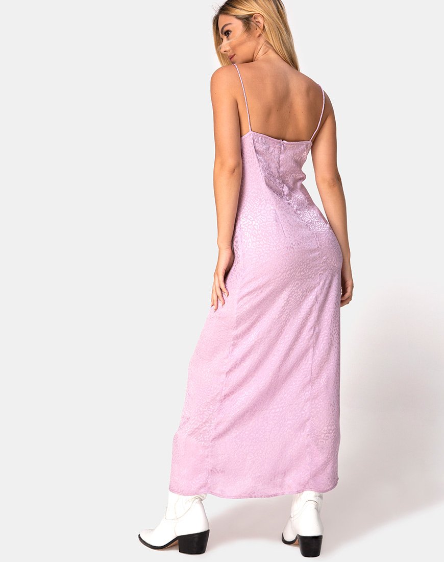 Imagen de Gaela Slip Dress in Satin Cheetah Dusky Lilac