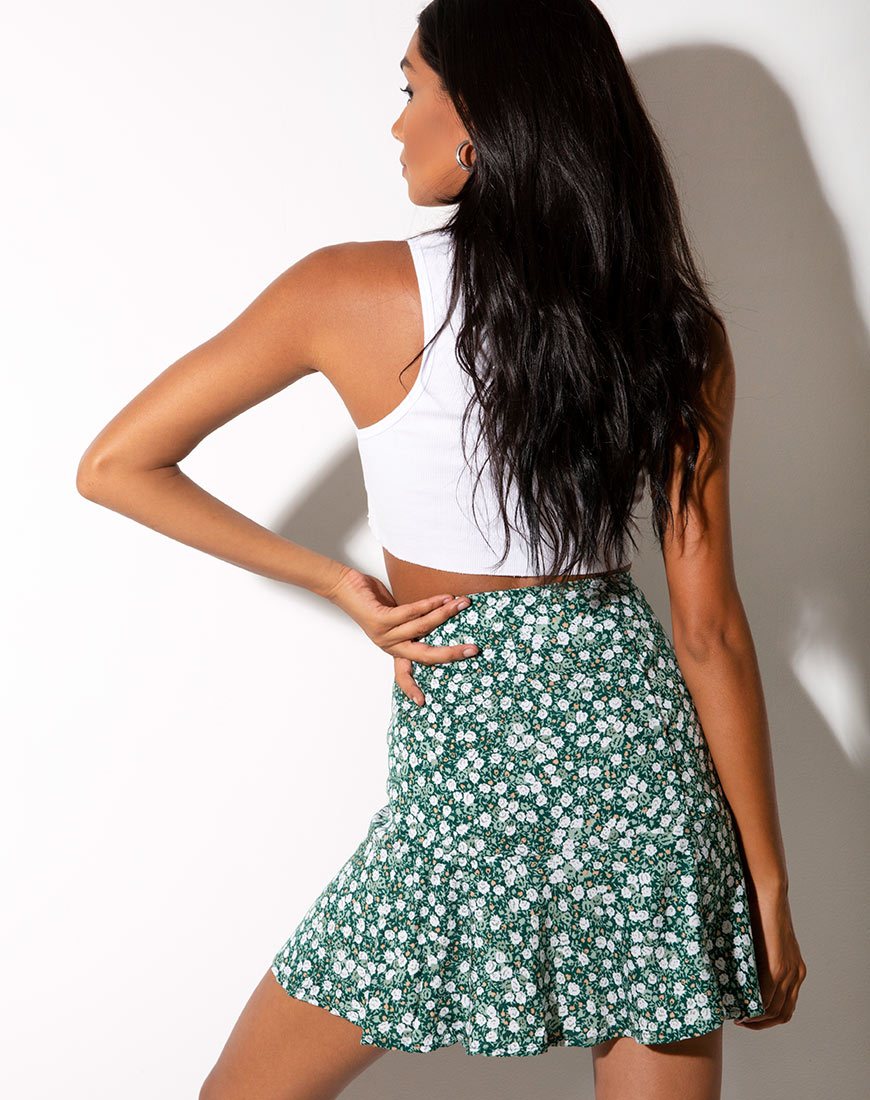 Falda Gaelle en Floral Verde Campo