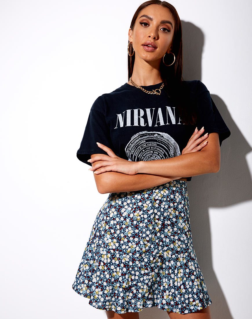 Imagen de Gaelle Skater Skirt in Floral Field Navy