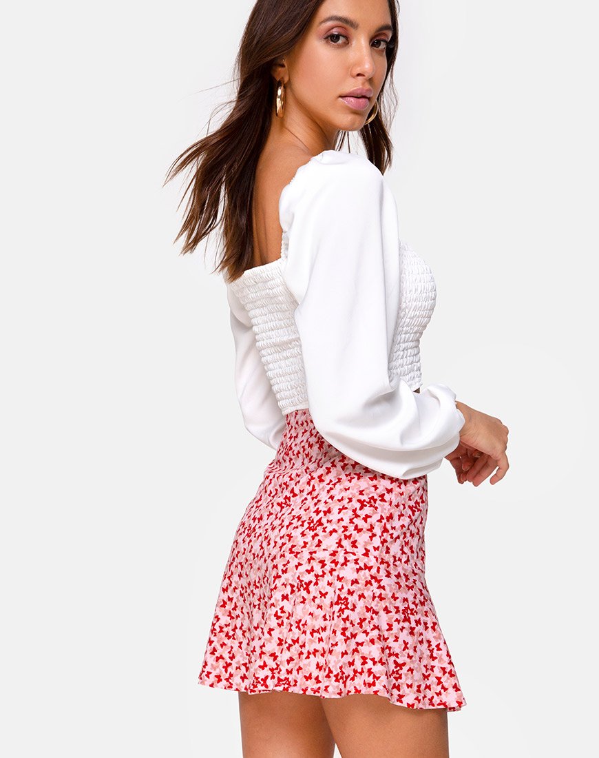 Imagen de Gaelle Minifalda en Ditsy Butterfly Melocotón y Rojo