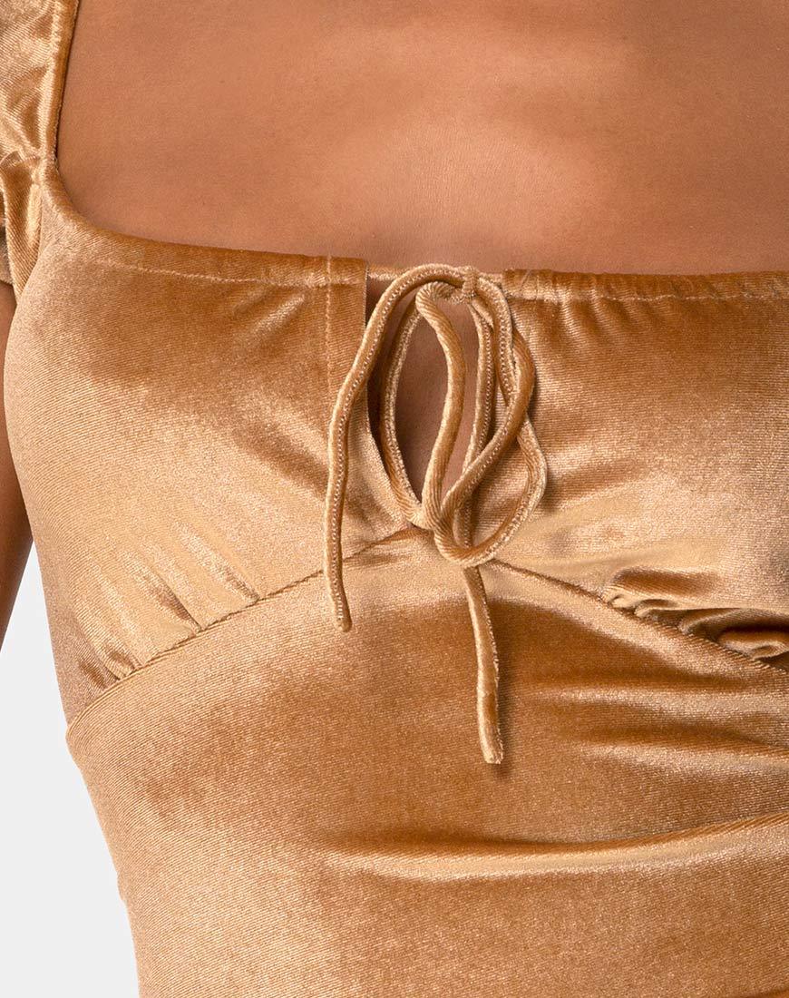 Imagen del minivestido Gala de terciopelo dorado