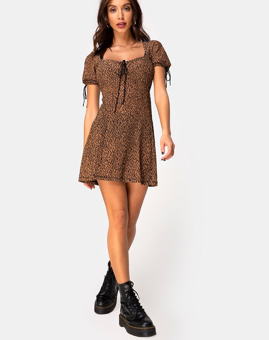 Imagen de Guenette Vestido en Red Tan Animal Flock
