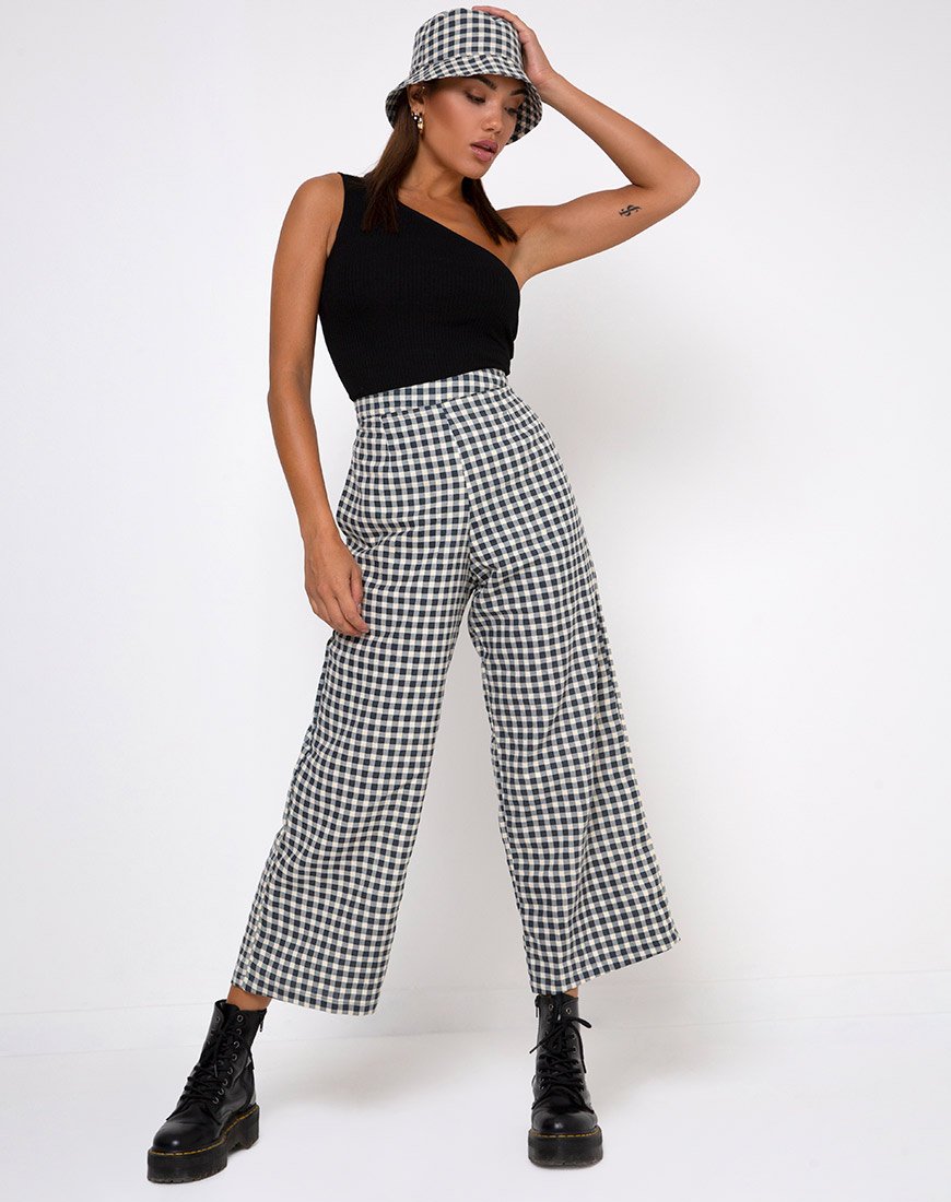 Pantalón Culotte Gamila en Crema Gingham
