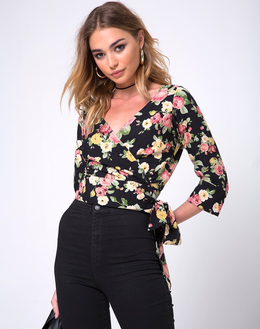 Gamthi Wrap Top en Vintage bloom