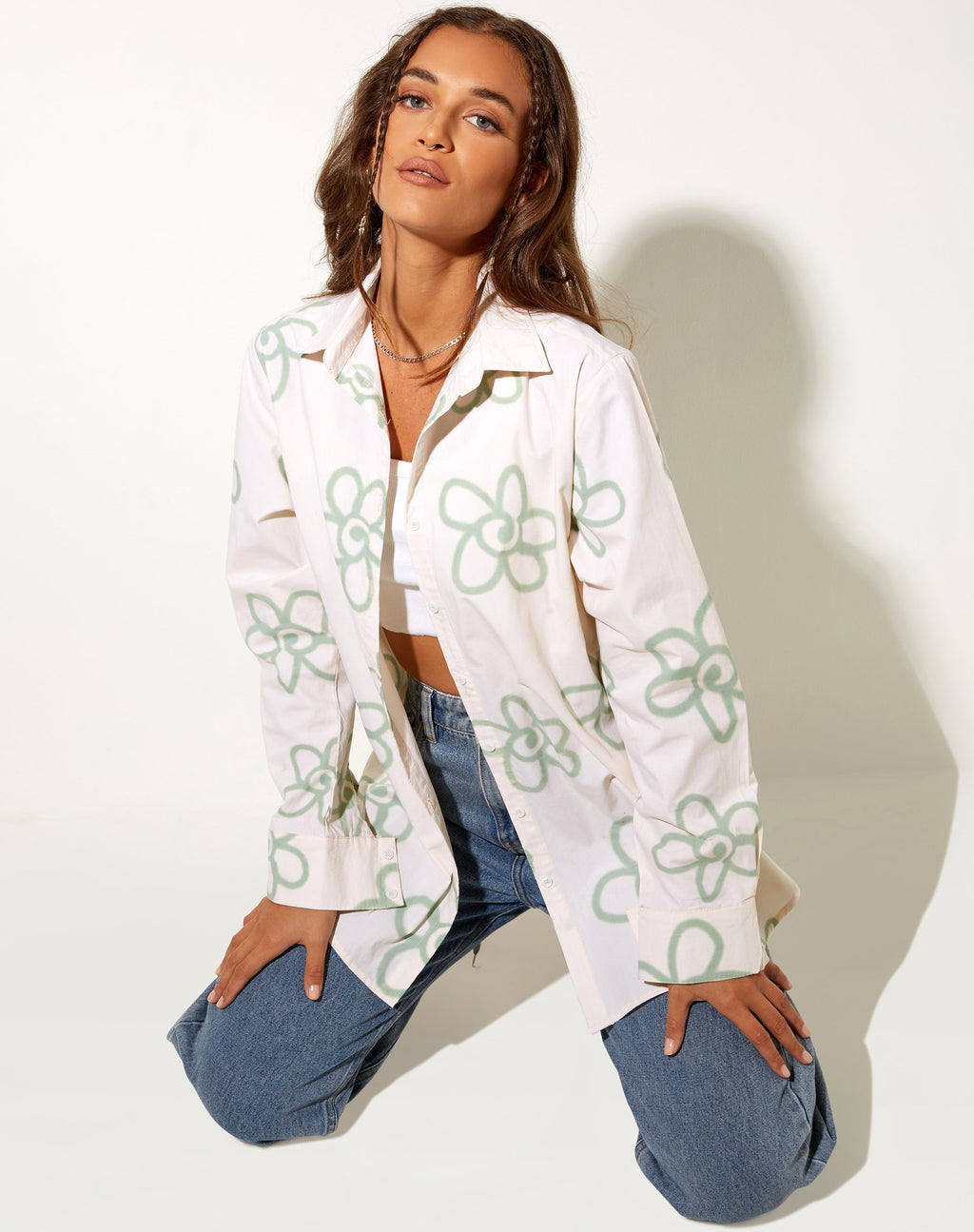 Camisa Gana en Blanco Flor de Graffiti