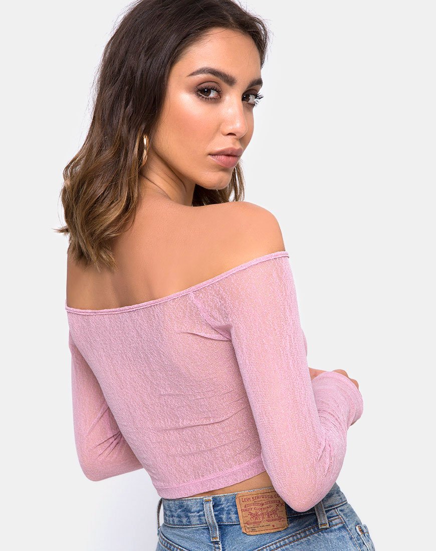 Ganida Crop Top en Sheer Knit Blush
