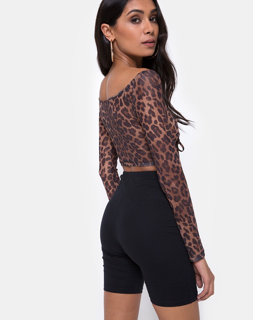 Imagen de Ganida Top de malla leopardo