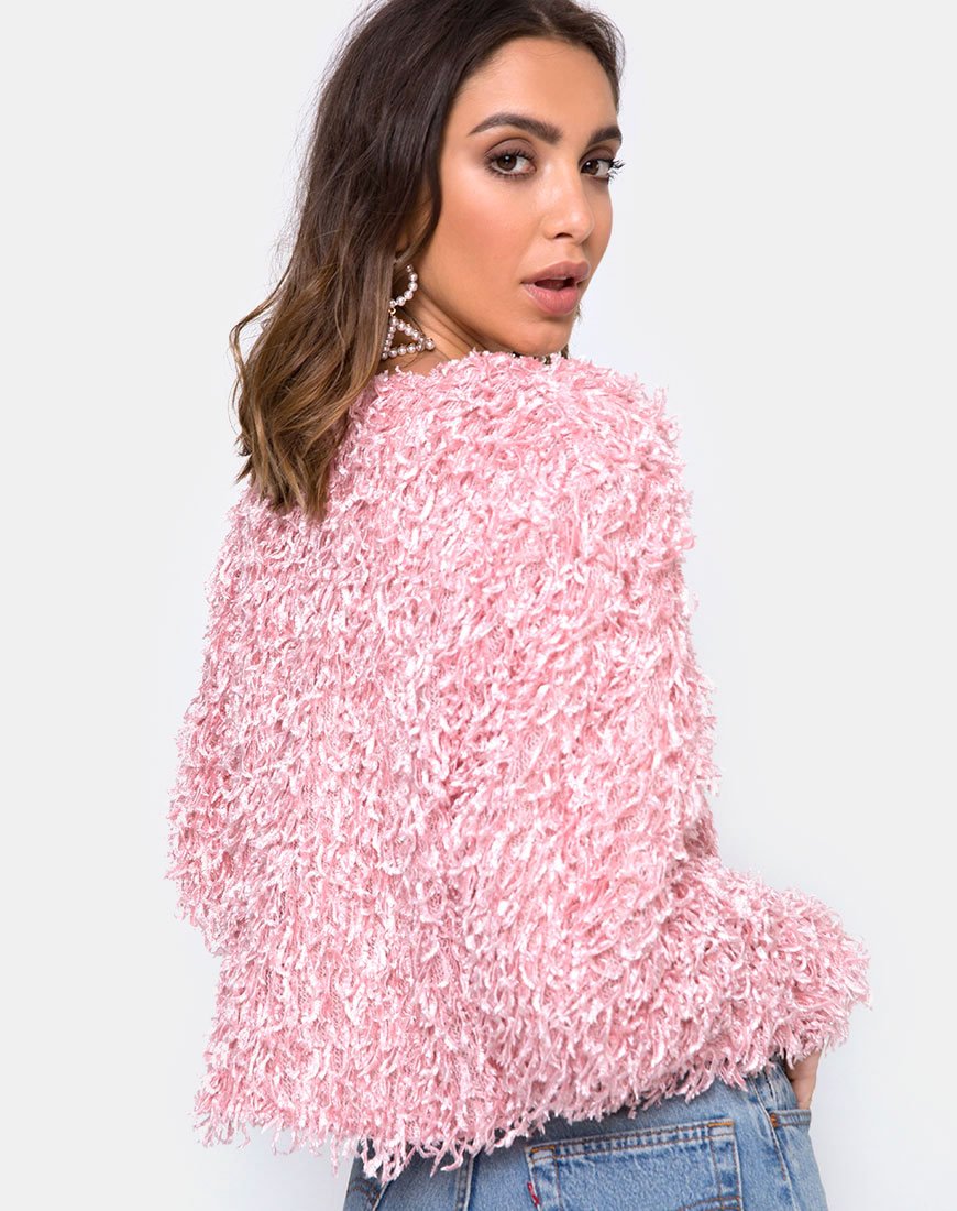 Imagen de Gasta Cardi en Shaggy Knit azúcar Rosa