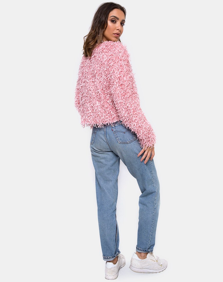 Imagen de Gasta Cardi en Shaggy Knit azúcar Rosa