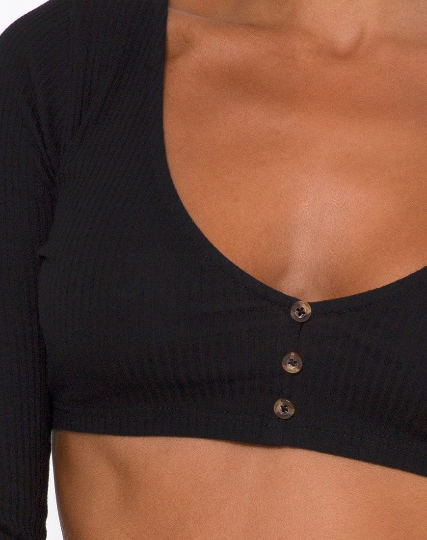 Imagen de Gato Crop Top en canalé negro