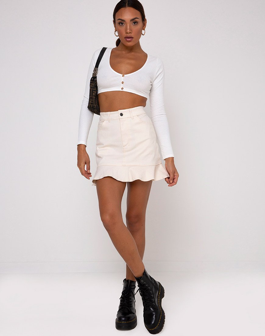 Imagen de Gato Crop Top en canalé marfil