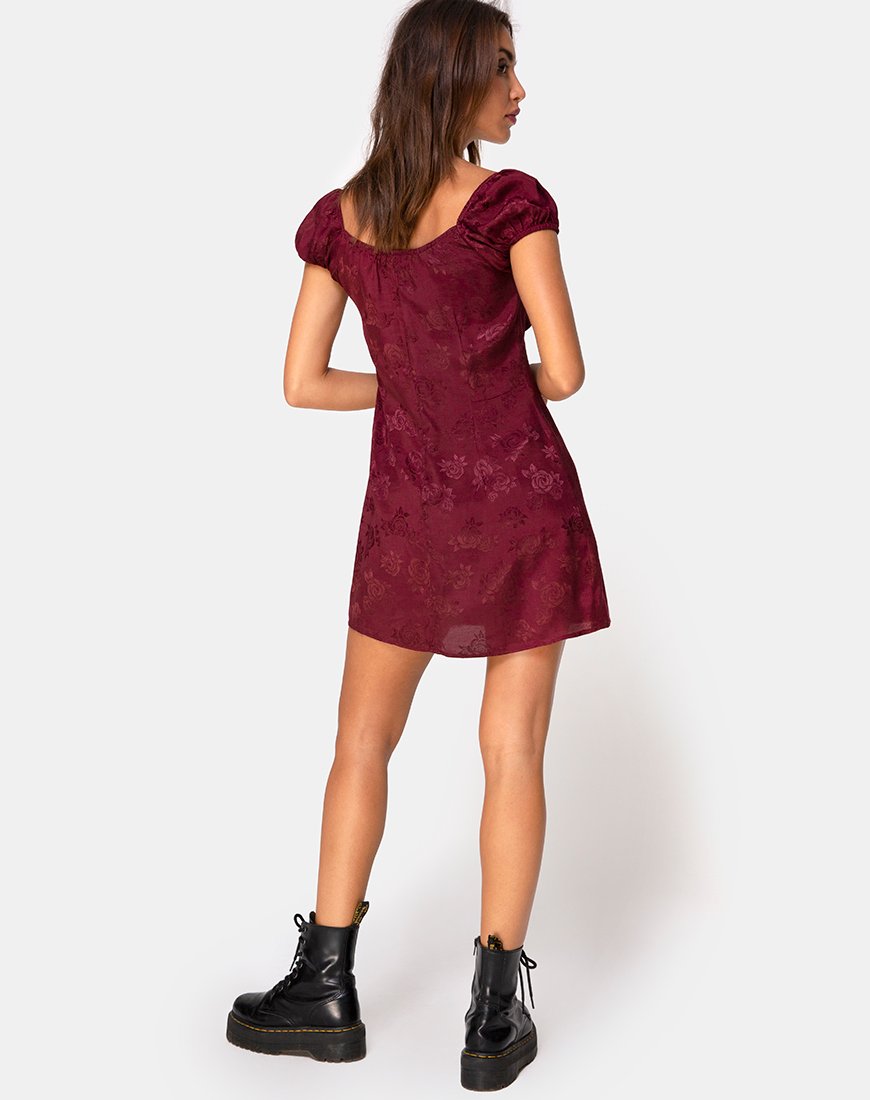 Imagen del minivestido Gaval de satén Rosa burdeos