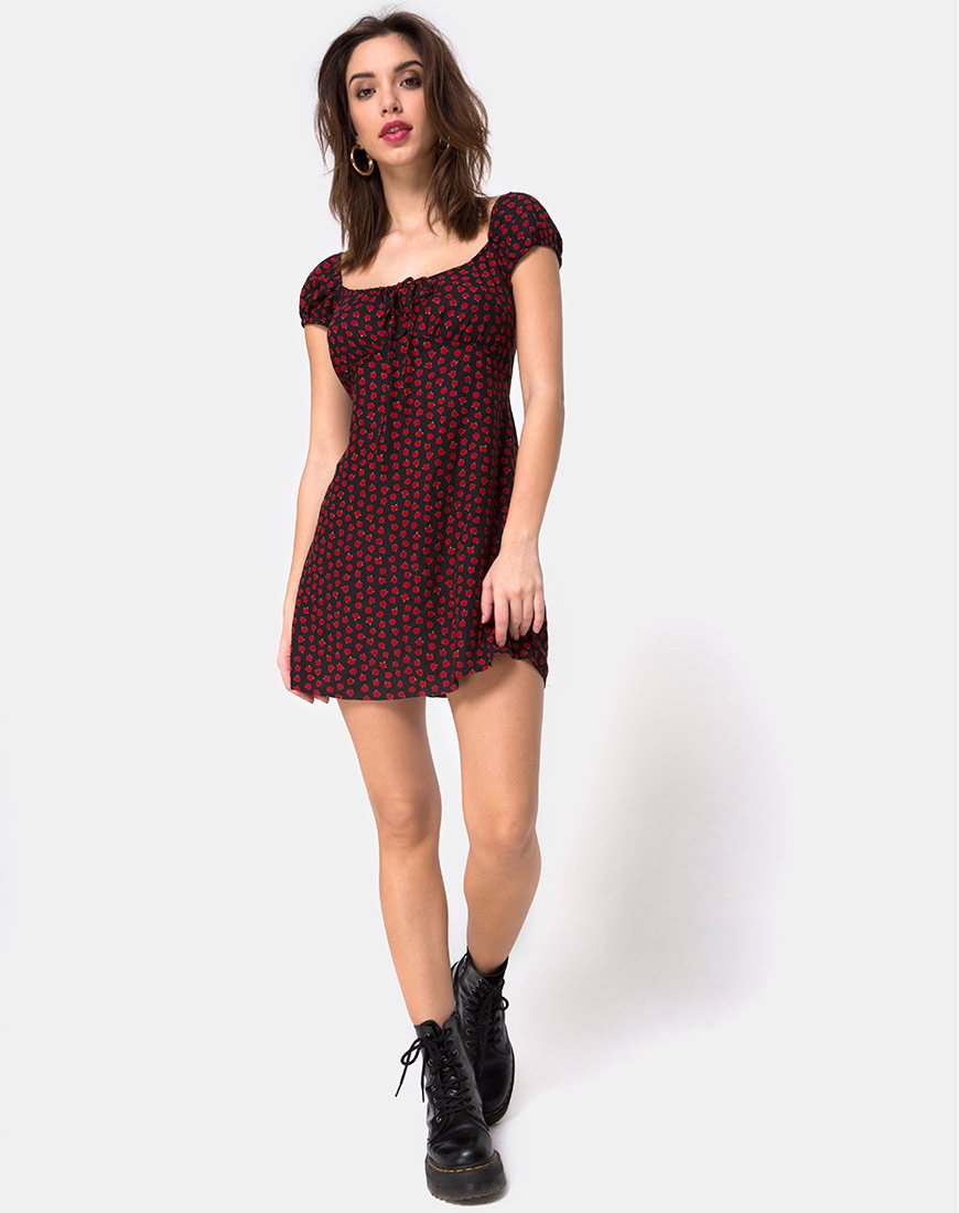 Imagen de Gaval Mini Dress in Dotty Rose Negro