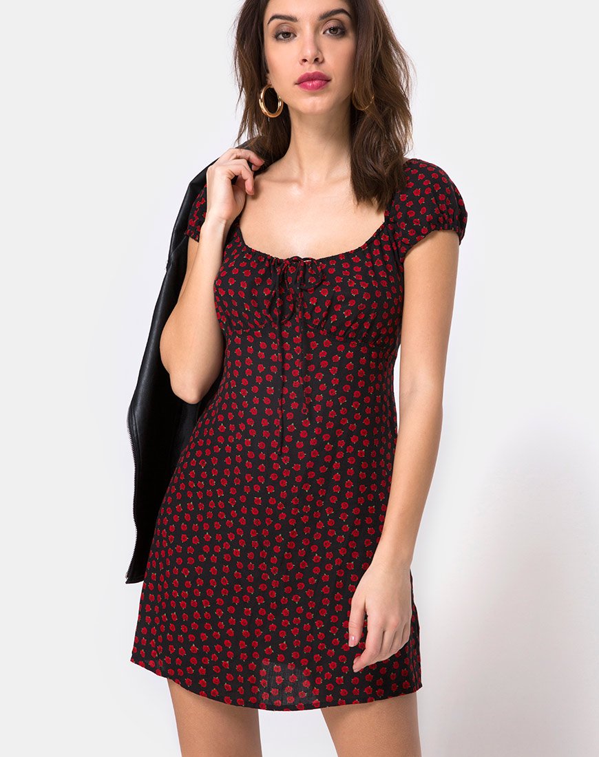 Mini Vestido Gaval en Dotty Rose Negro