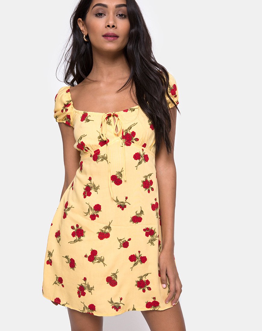 Imagen de Gaval Mini Dress in Falling Rose Yellow