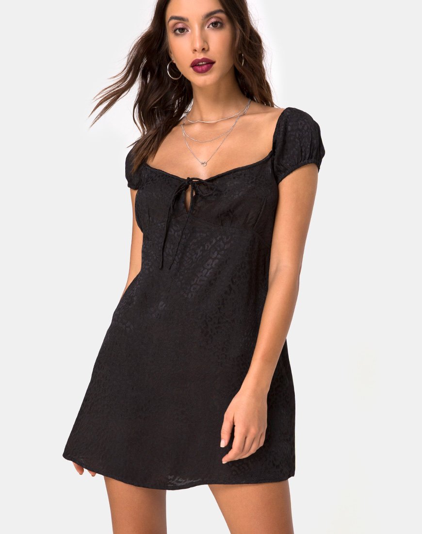 Mini Vestido Gaval en Satén Chita Negro