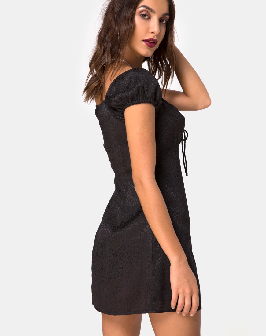 Mini Vestido Gaval en Satén Chita Negro