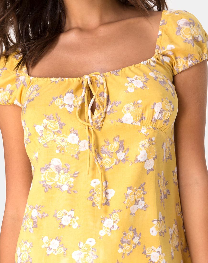 Imagen de Gaval Mini Dress in Rose Bunch Yellow