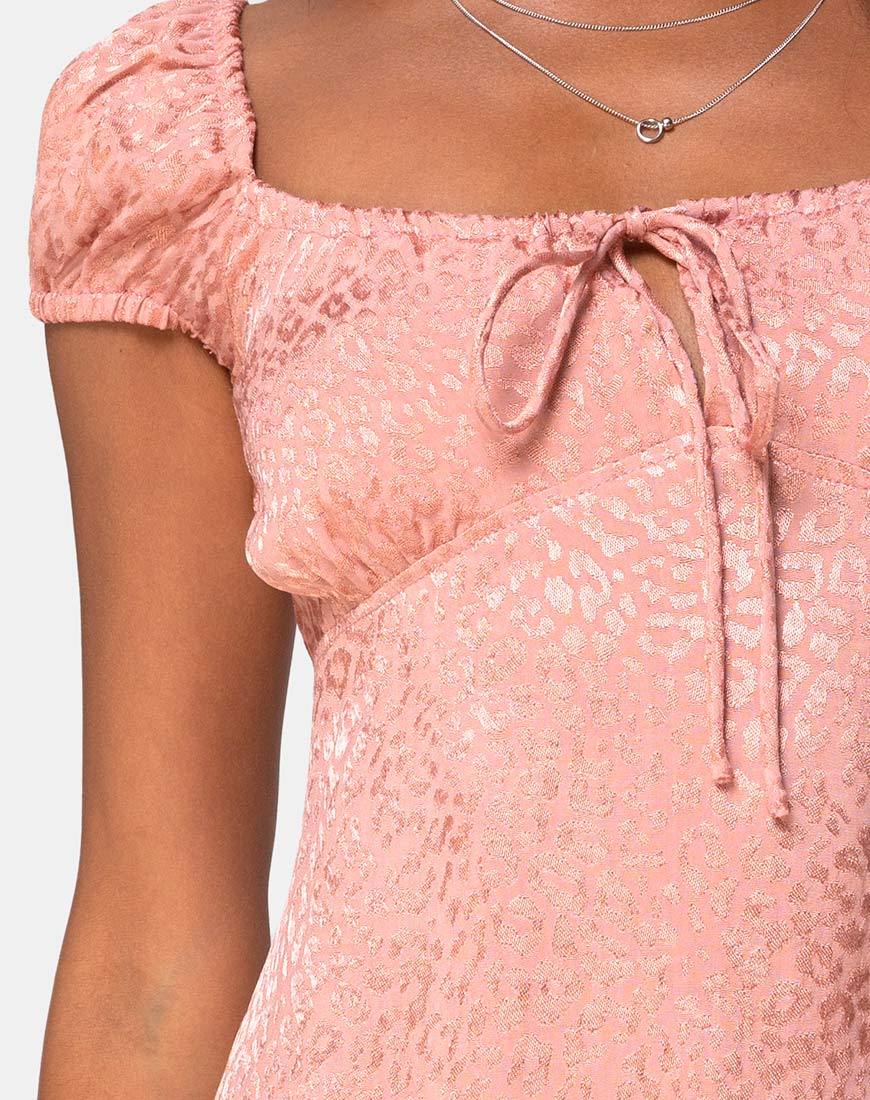 Imagen de Gaval Mini Dress in Satin Cheetah Dusty Pink