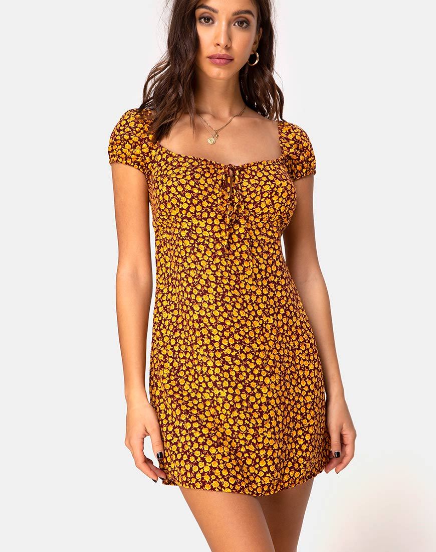Imagen del minivestido Gaval en Ditsy Rose Marigold