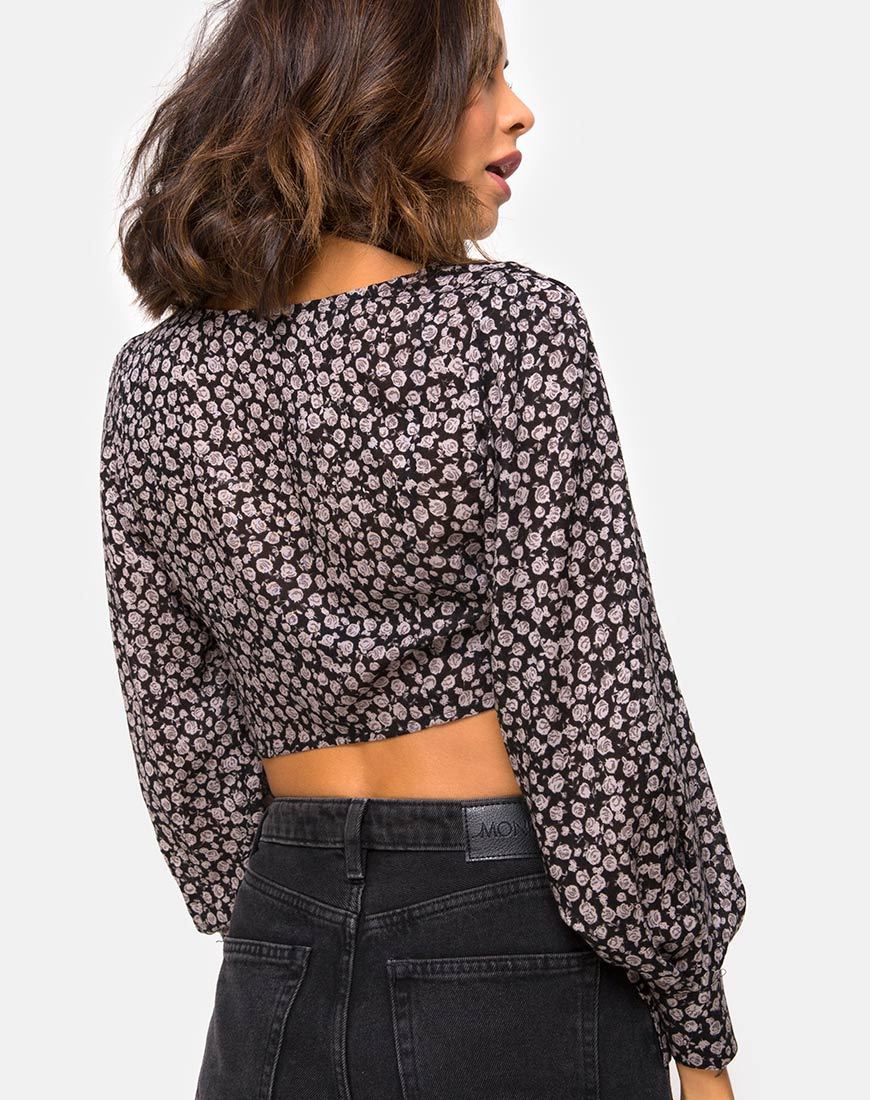 Imagen de Gazalo Cropped Top en Ditsy Rose Negro