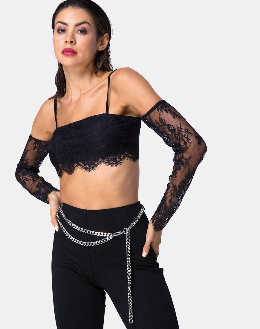 Top Geazy Bralette de Encaje Negro