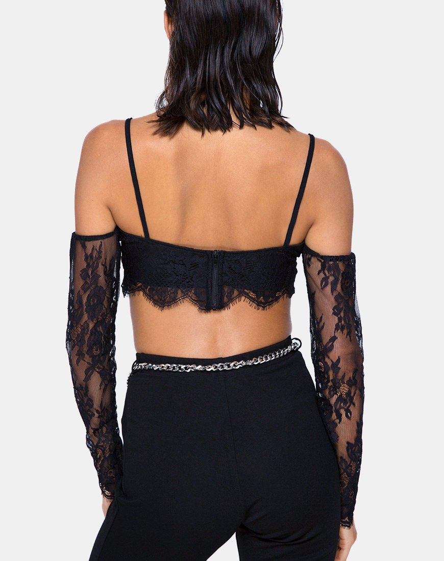 Top Geazy Bralette de Encaje Negro