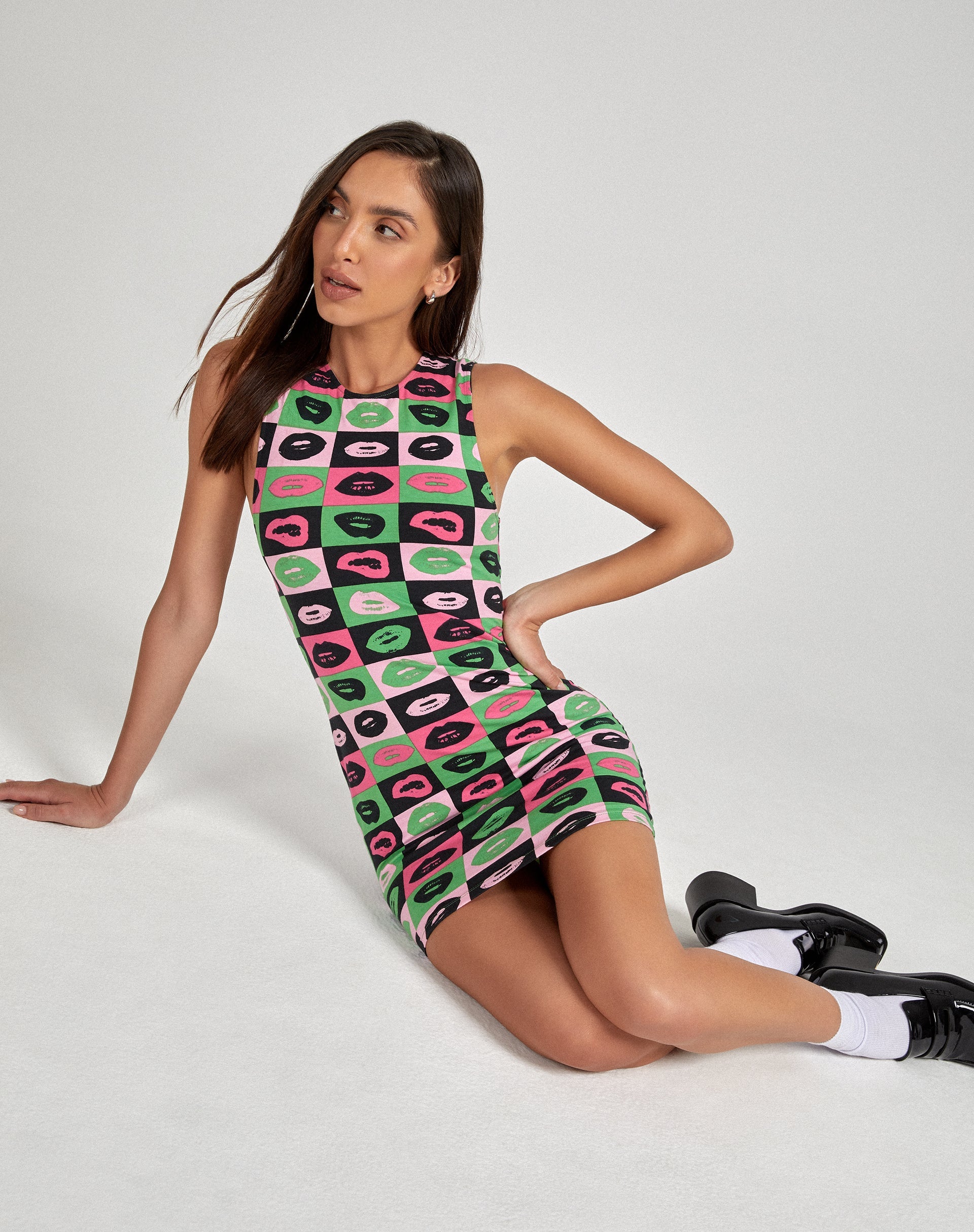 Mini Vestido Gele en Verde Labios