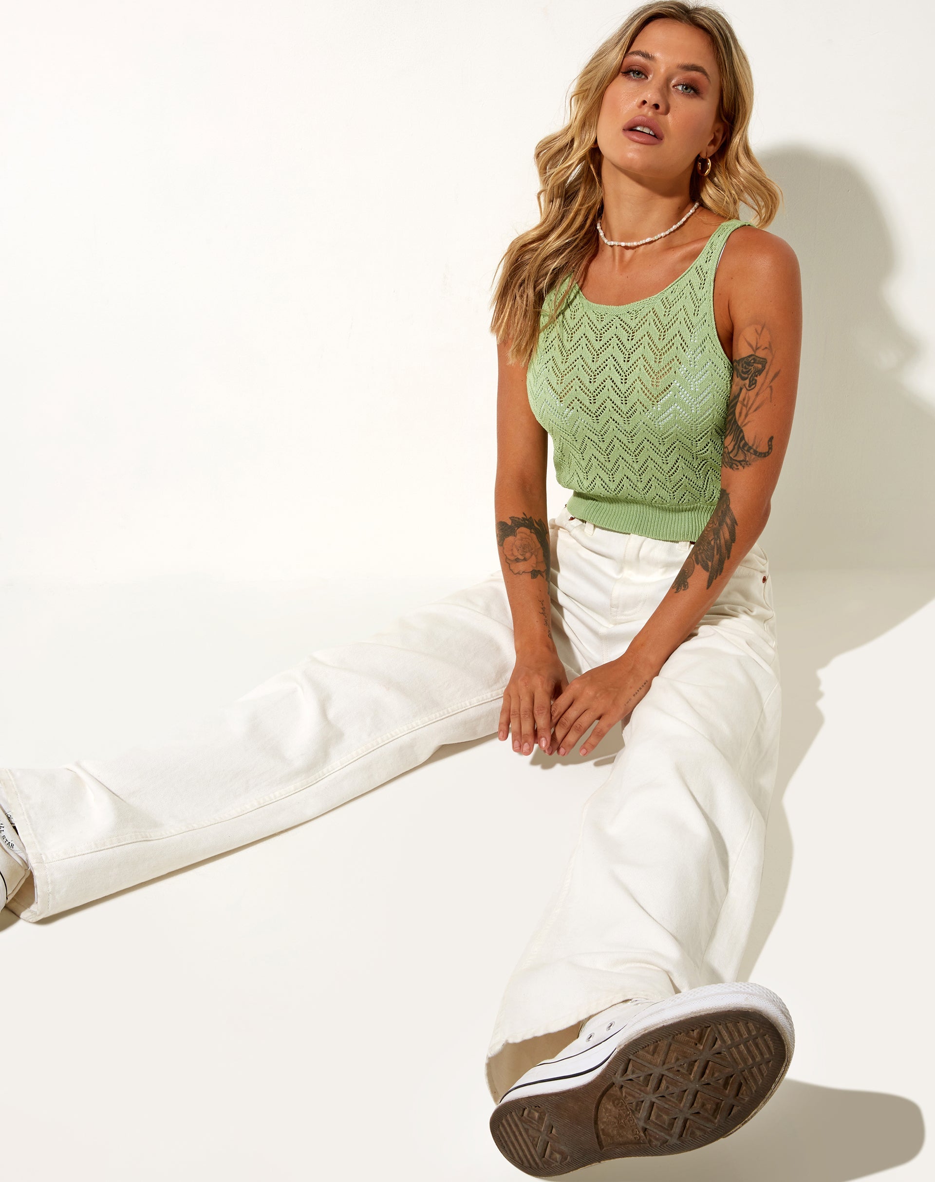 Imagen de Gera Top de Crochet Pointelle Verde