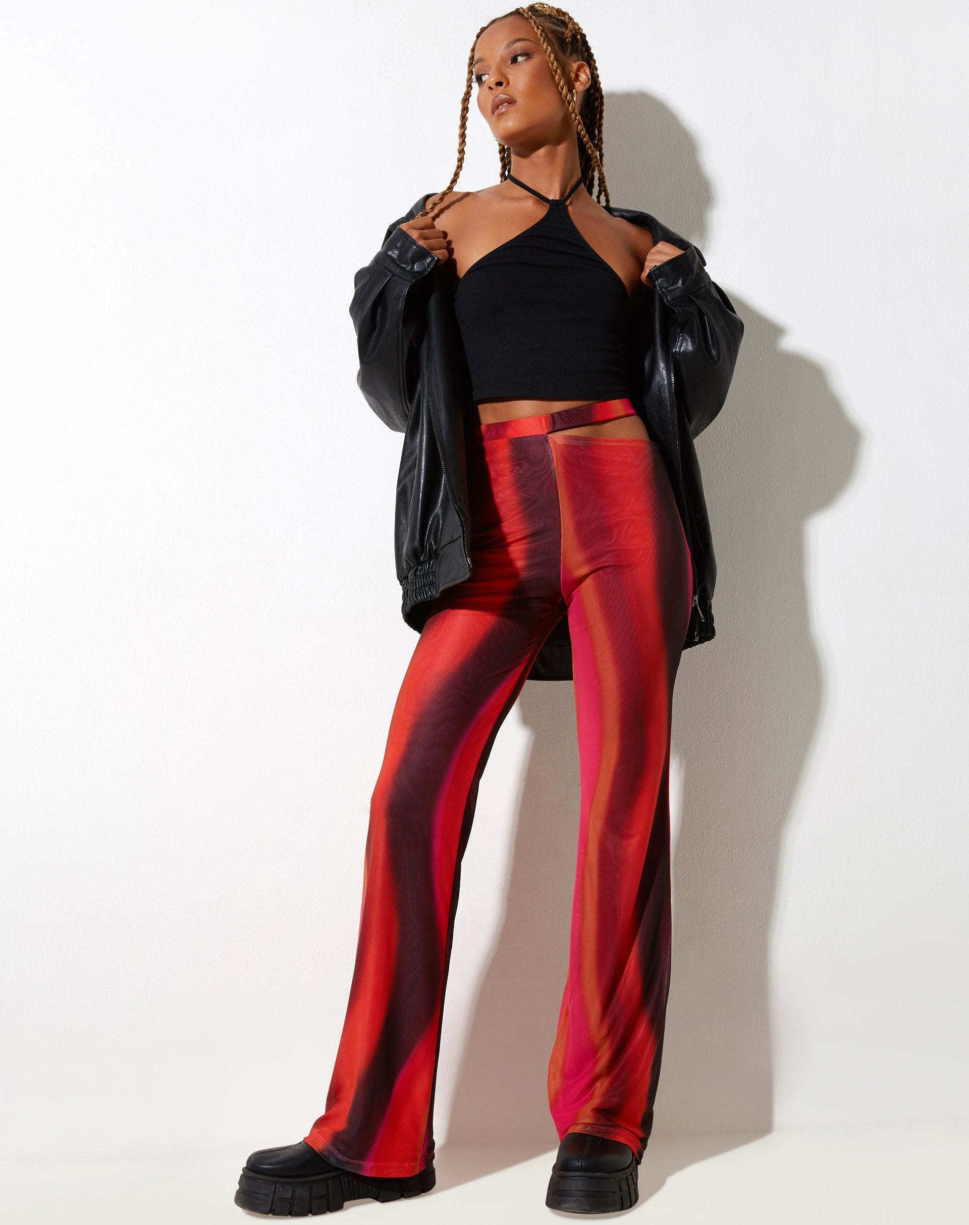 Pantalón Zola Flare Naranja y Rosa Solarizado