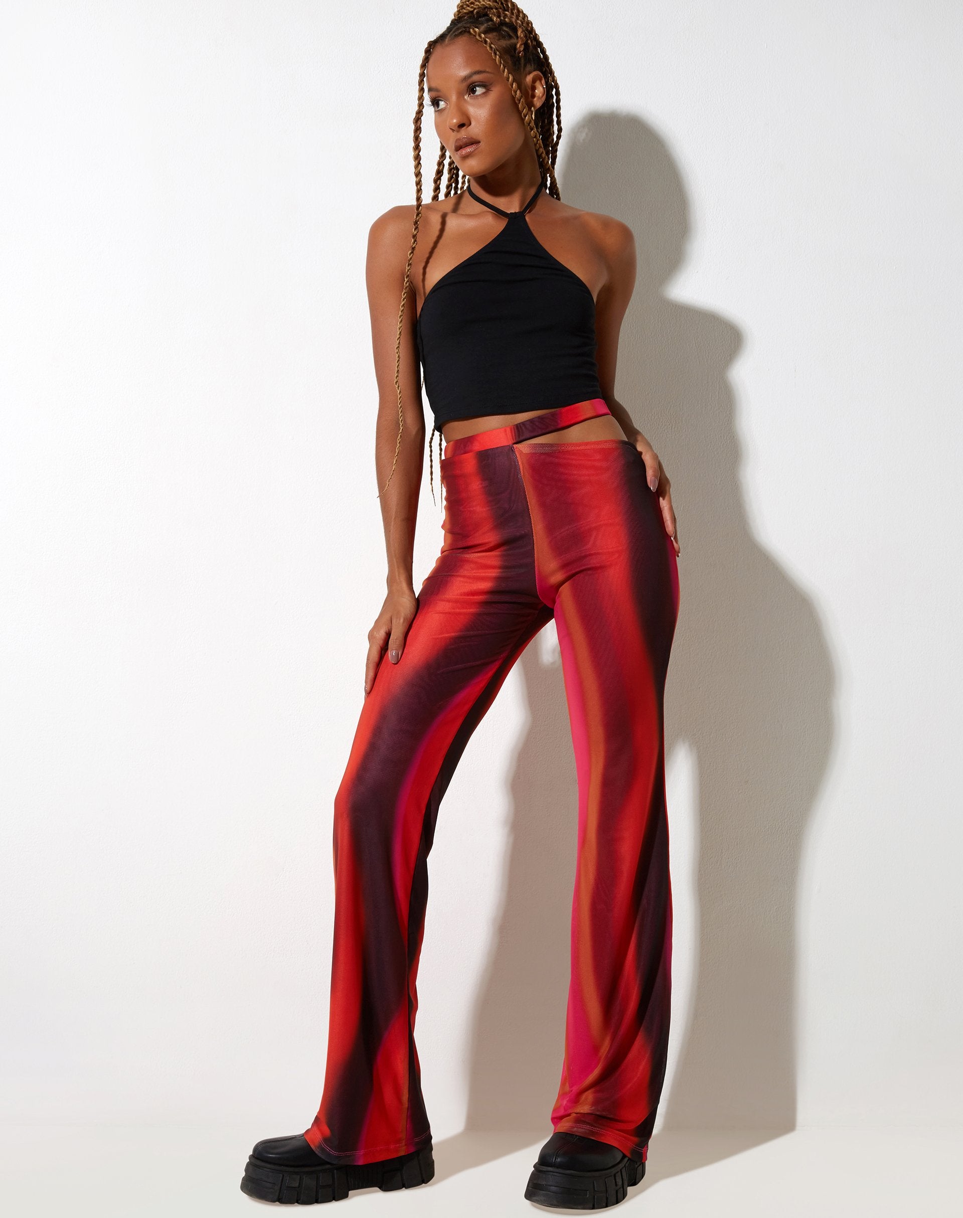 Pantalón Zola Flare Naranja y Rosa Solarizado