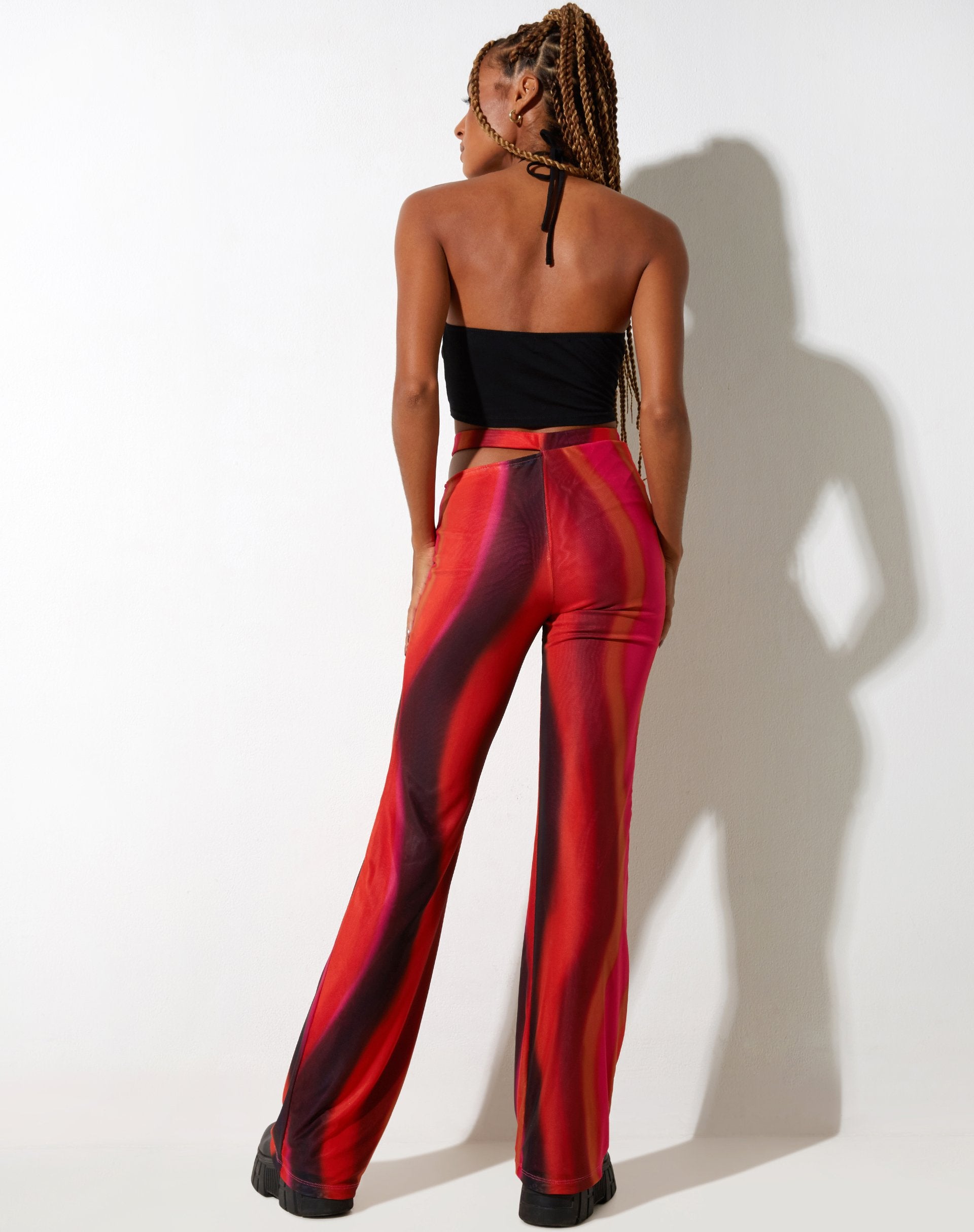 Pantalón Zola Flare Naranja y Rosa Solarizado