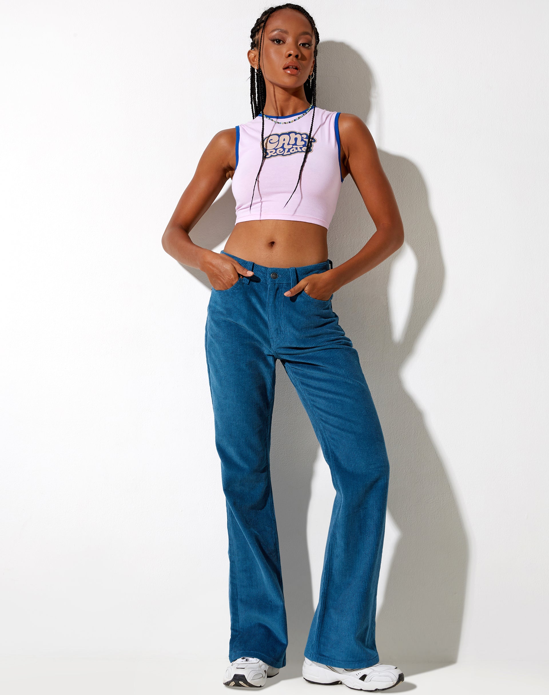Imagen de Gimon Crop Top in Pink Bind Blue Cant Relate