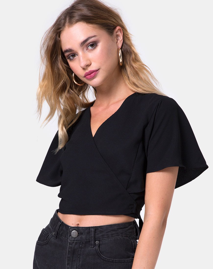 Gios Crop Top en Crep Negro