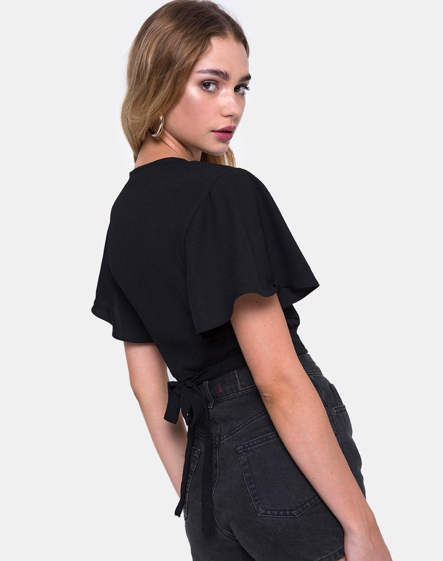 Gios Crop Top en Crep Negro