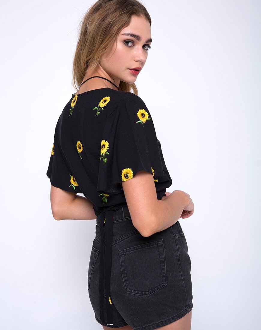 Gios Crop Top en Ditsy Sunflower