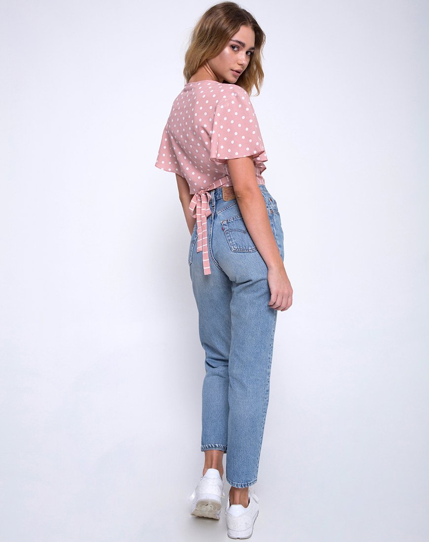 Imagen de Gios Wrap Top en Spot Stripe Rosa y Blanco