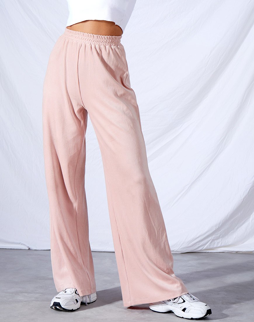 Pantalón Obeli de terciopelo de canalé rosa claro