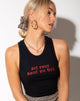 Imagen de Givas Crop Top en negro con Set Your Soul On Fire en rojo