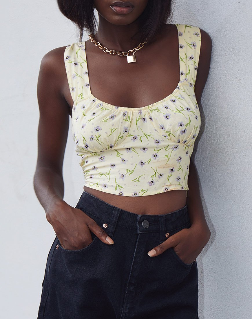 Imagen de Gladis Vest Crop Top en Wild Flower Lemon Drop