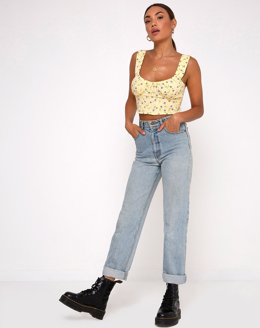 Imagen de Gladis Vest Crop Top en Wild Flower Lemon Drop
