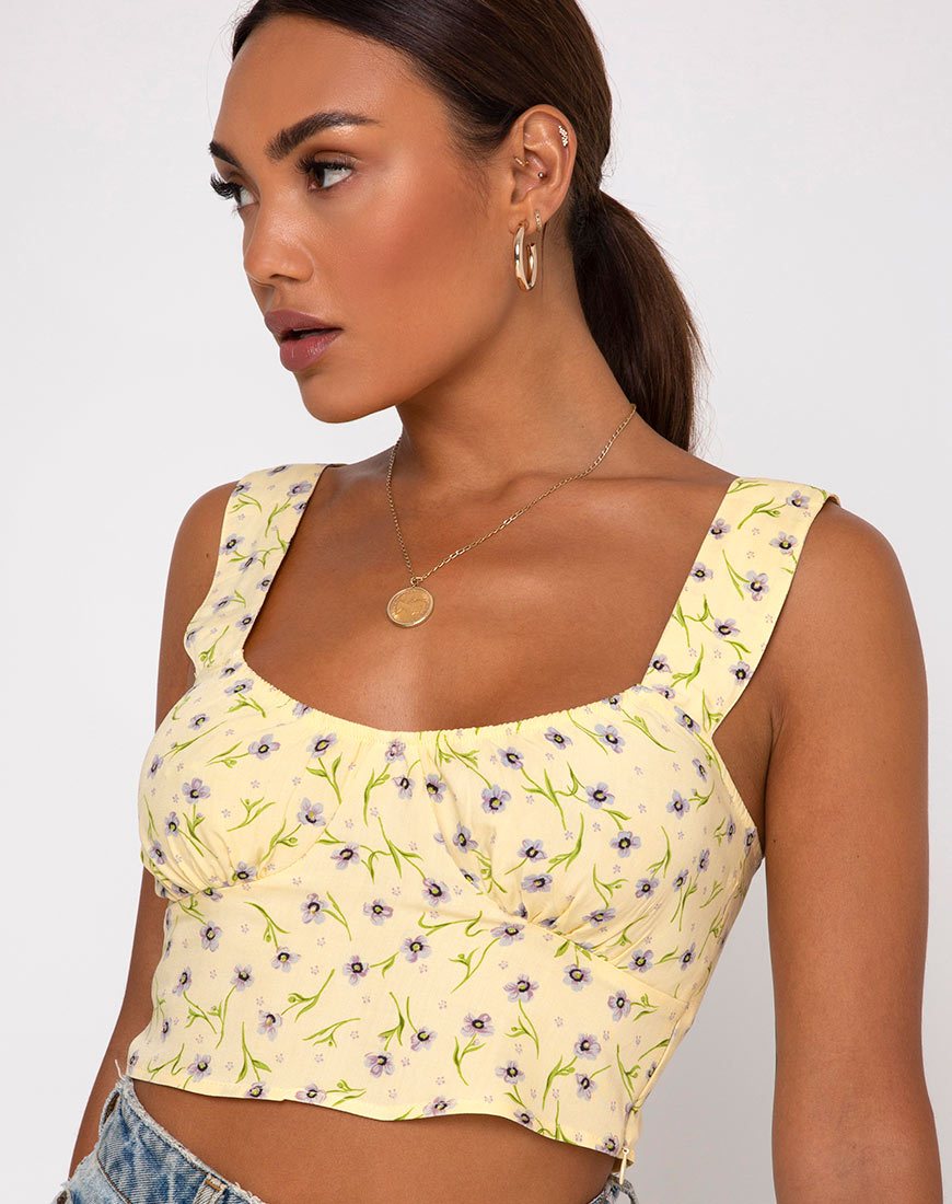 Imagen de Gladis Vest Crop Top en Wild Flower Lemon Drop