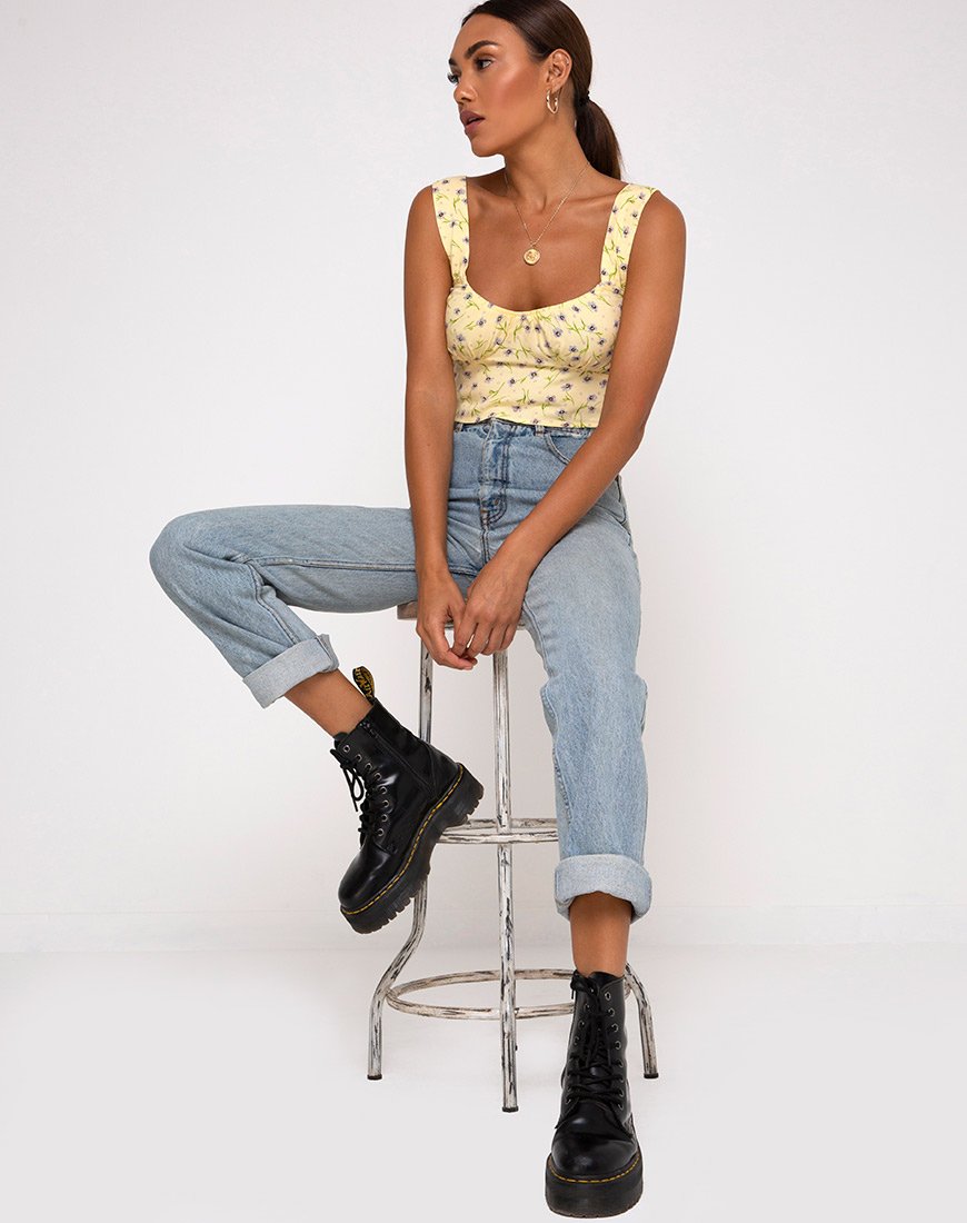 Imagen de Gladis Vest Crop Top en Wild Flower Lemon Drop