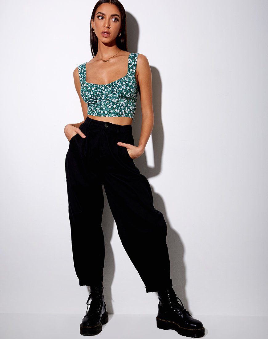 Imagen de Gladis Chaleco Crop Top en Floral Campo Verde