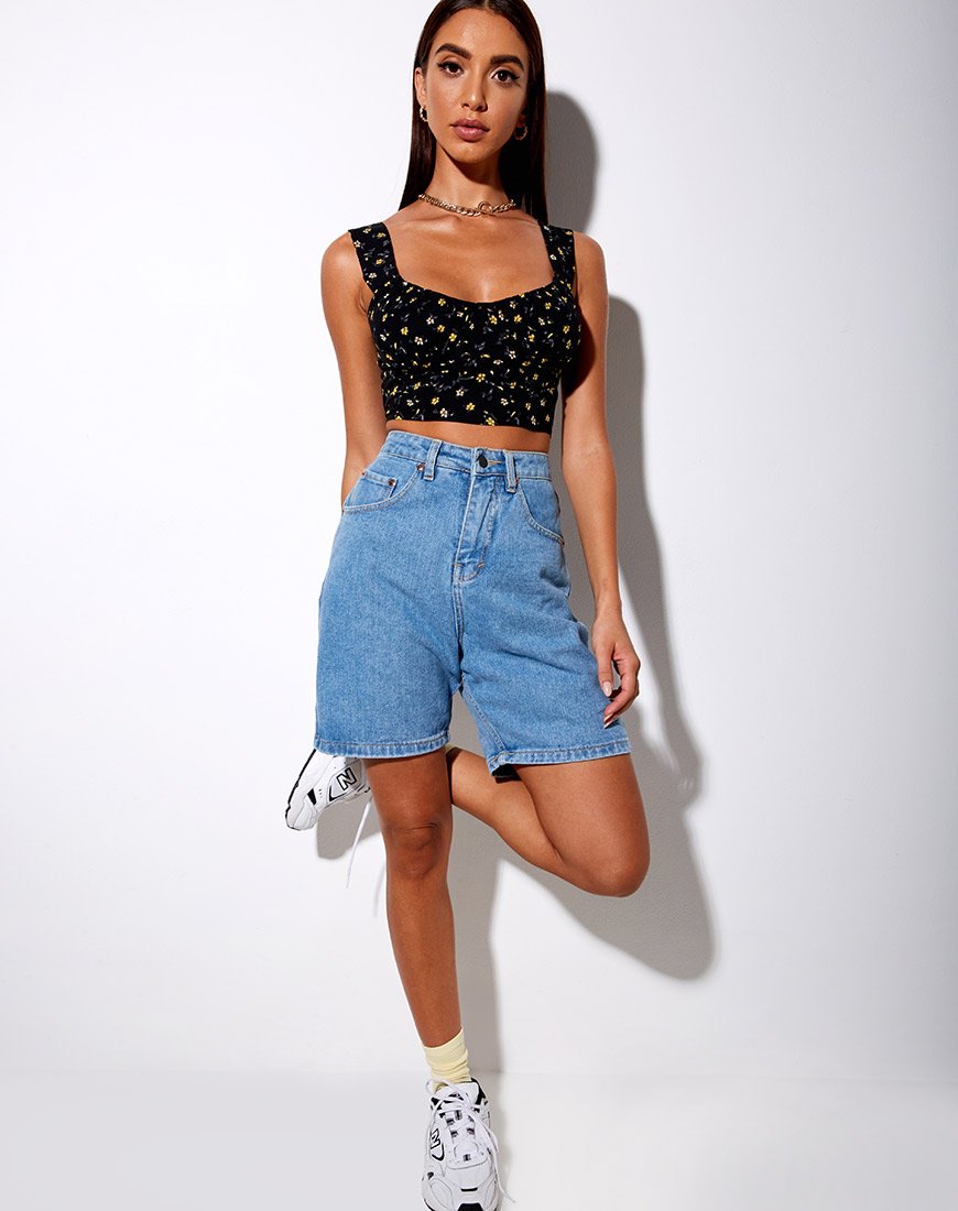 Imagen de Gladis Vest Crop Top en Pretty Petal Negro