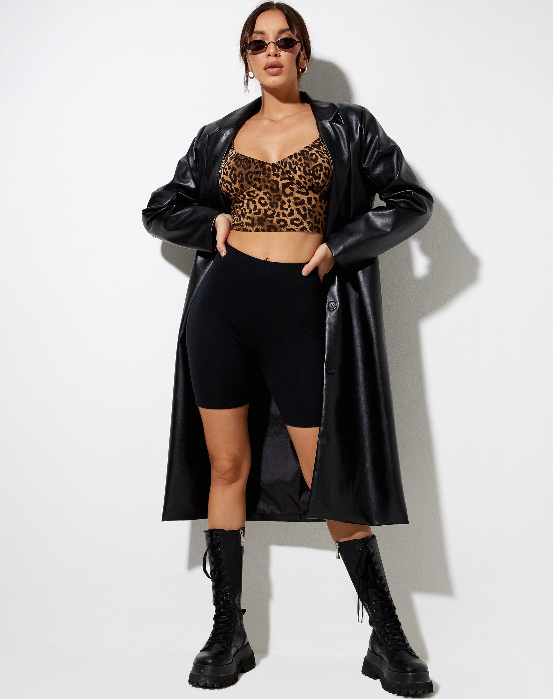 Imagen de Glafy Crop Top en Marrón Leopardo Nocturno
